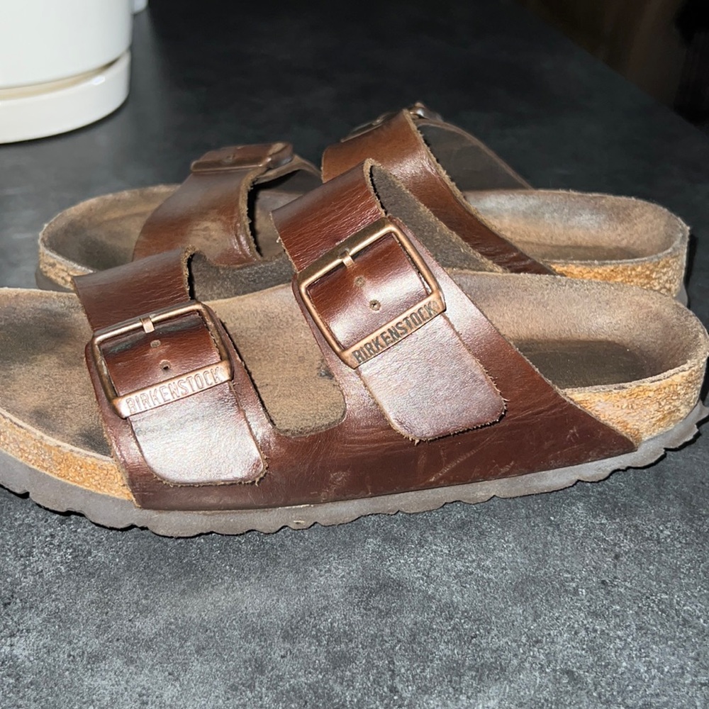 Birkenstock Men's Dark Brown Leather Sandals